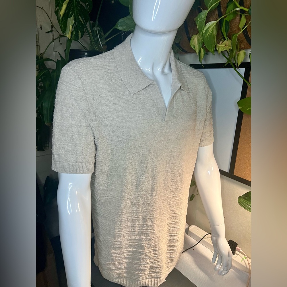 Express Textured Cream Polo Shirt